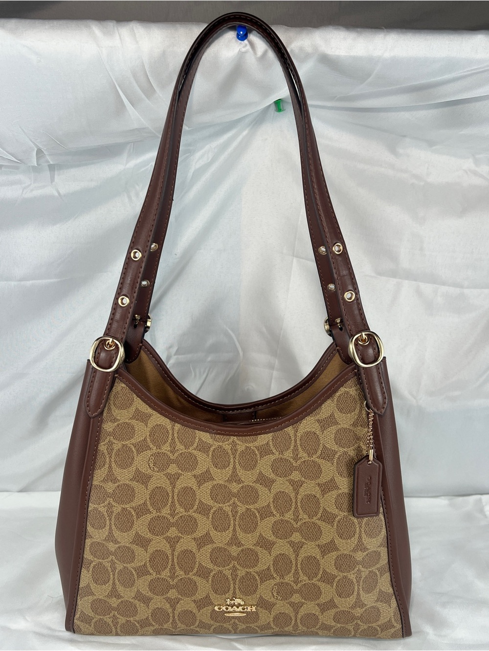 Coach Erin CAQ87 Shoulder Bag Signature Canvas Brown Leather Gold Hardware Large